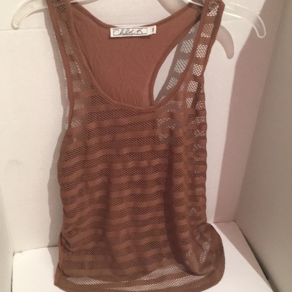 See through brown stripe shirt